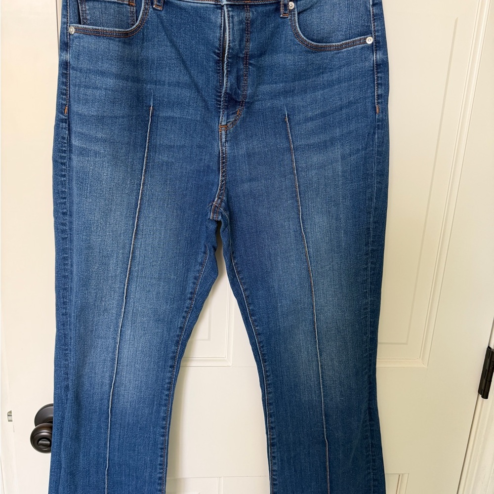 The Loft kick flare cropped jeans with raw hem